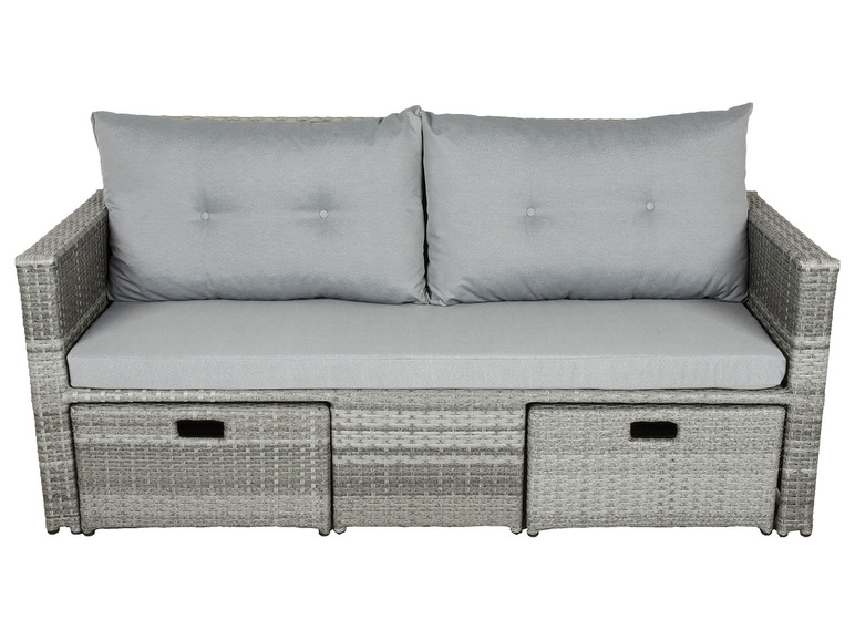 Gehe zu Vollbildansicht: Garden Pleasure Lounge-Sofa »MALTA«, mit zwei einschiebbaren Hockern, grau - Bild 4