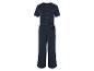 Dunkelblauer Jumpsuit mit Knöpfen, lässiger Stil.