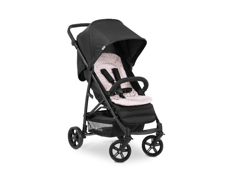 Schwarzer Hauck Rapido 4 Kinderwagen mit rosa Einlage und Verdeck