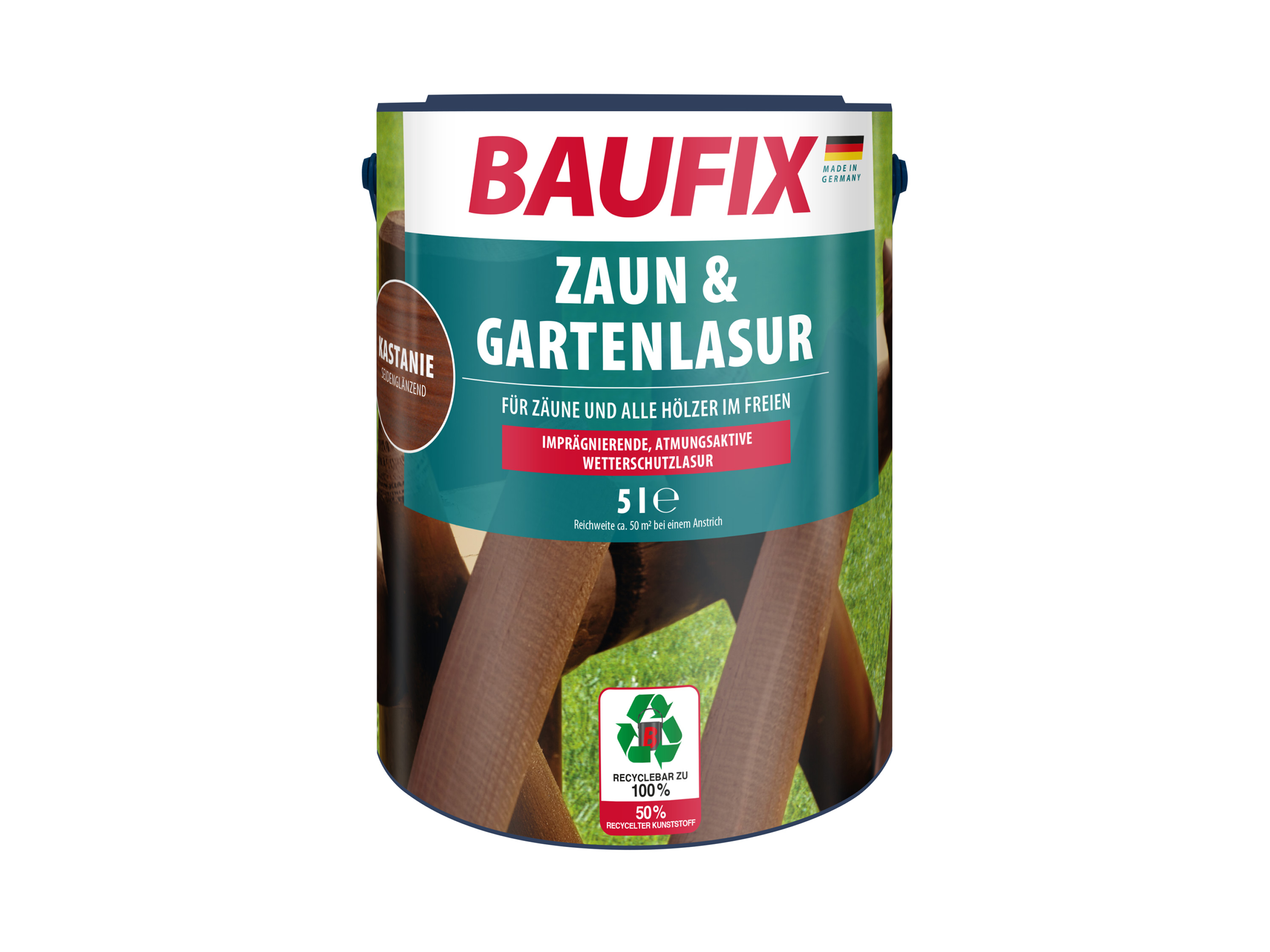 BAUFIX Zaun- und Gartenlasur, 5 Liter (kastanie seidenglänzend) | 04014505075582