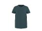 Dunkelgrünes Kurzarm-T-Shirt mit dem Schriftzug „SIMPLICITY“ auf der Brust.