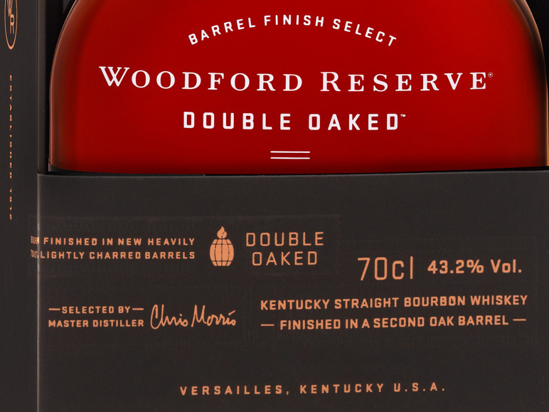 Geschenkbox Whiskey Double Woodford 43,2% Oaked Vol Straight Bourbon Kentucky mit Reserve