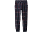 Herren-Pyjamahose in Dunkelblau kariert mit roten und weißen Streifen.