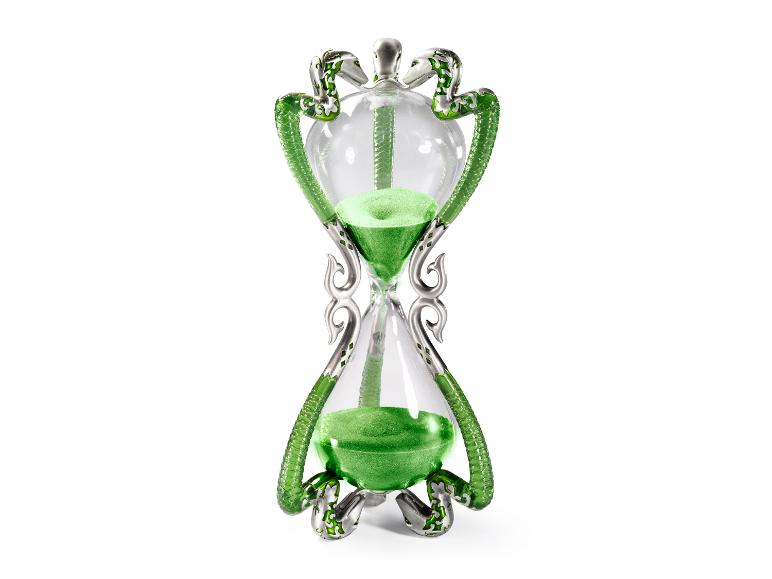 Dekorative grün-silberne Sanduhr von Professor Slughorn von The Noble Collection.