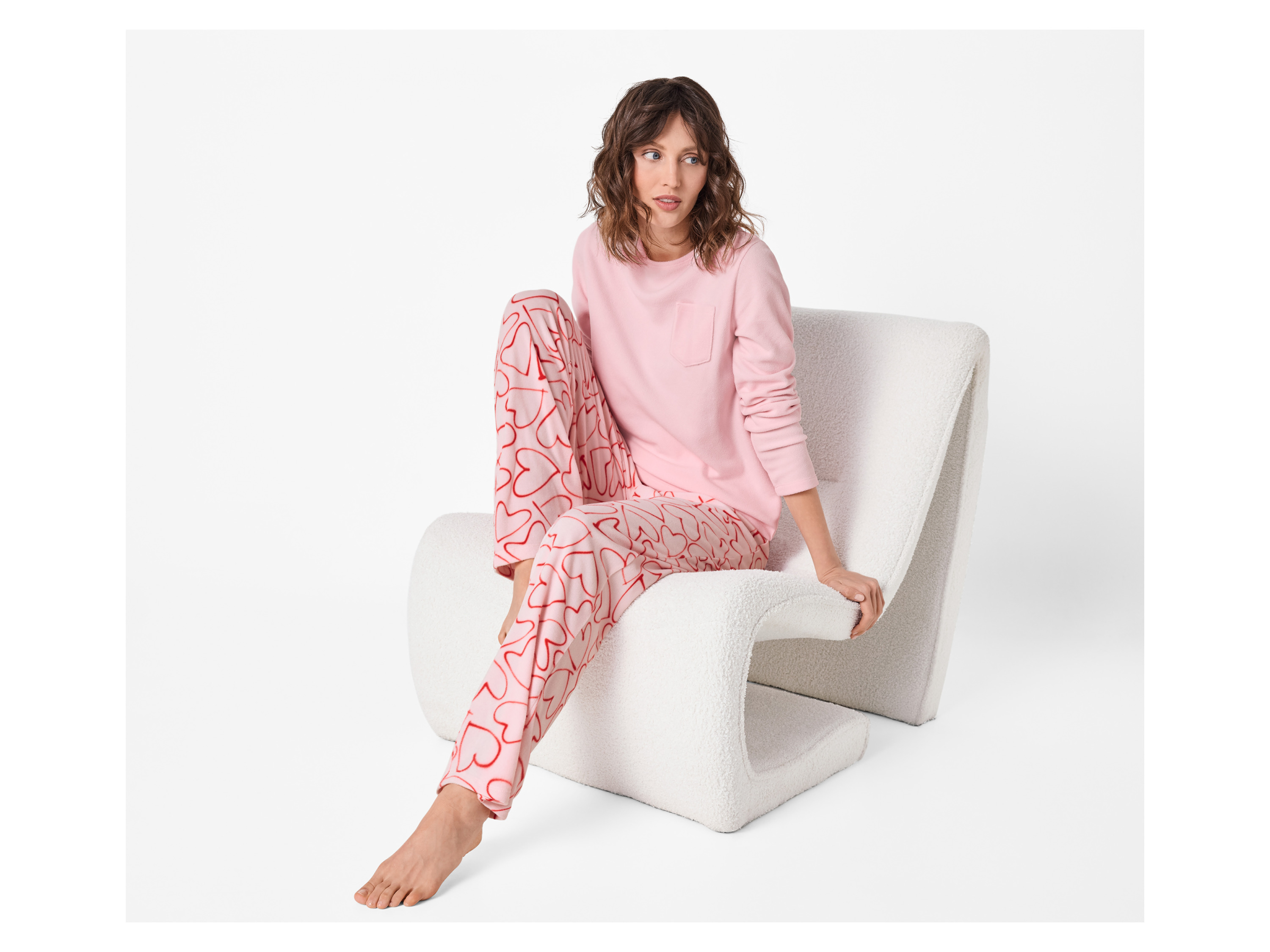 Thumbnail - esmara® Damen Pyjama lang Fleece (Rosa, M(40/42))