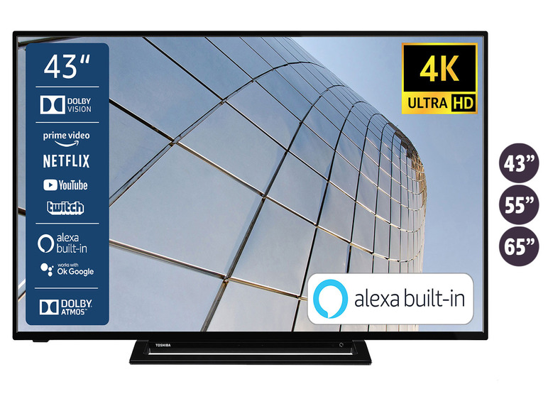 Gehe zu Vollbildansicht: TOSHIBA Fernseher Smart TV 4K UHD mit Alexa Built-In - Bild 1