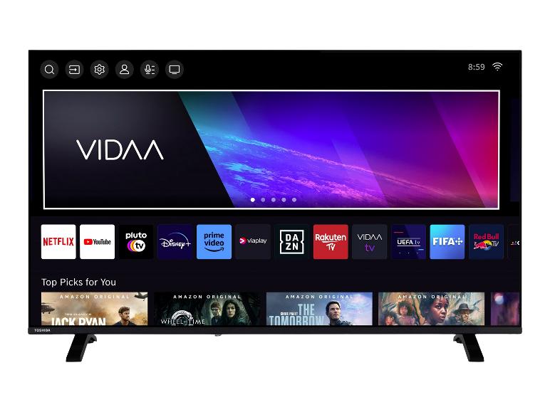 Smart-TV mit Streaming-Diensten und empfohlenen Inhalten.