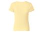 Hellgelbes geripptes Kurzarm-T-Shirt für Damen, Rückansicht.