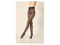 Schwarze Damenstrumpfhose an einem Model, mit beigem BH.