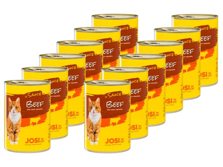Gehe zu Vollbildansicht: JosiCat Katzennassnahrung Rind in Sauce, 12 x 415 g - Bild 1