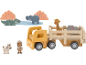 Safari-Holzspielzeug mit LKW, Giraffe, Elefant, Zebra, Krokodil, Nilpferd und Entdecker.