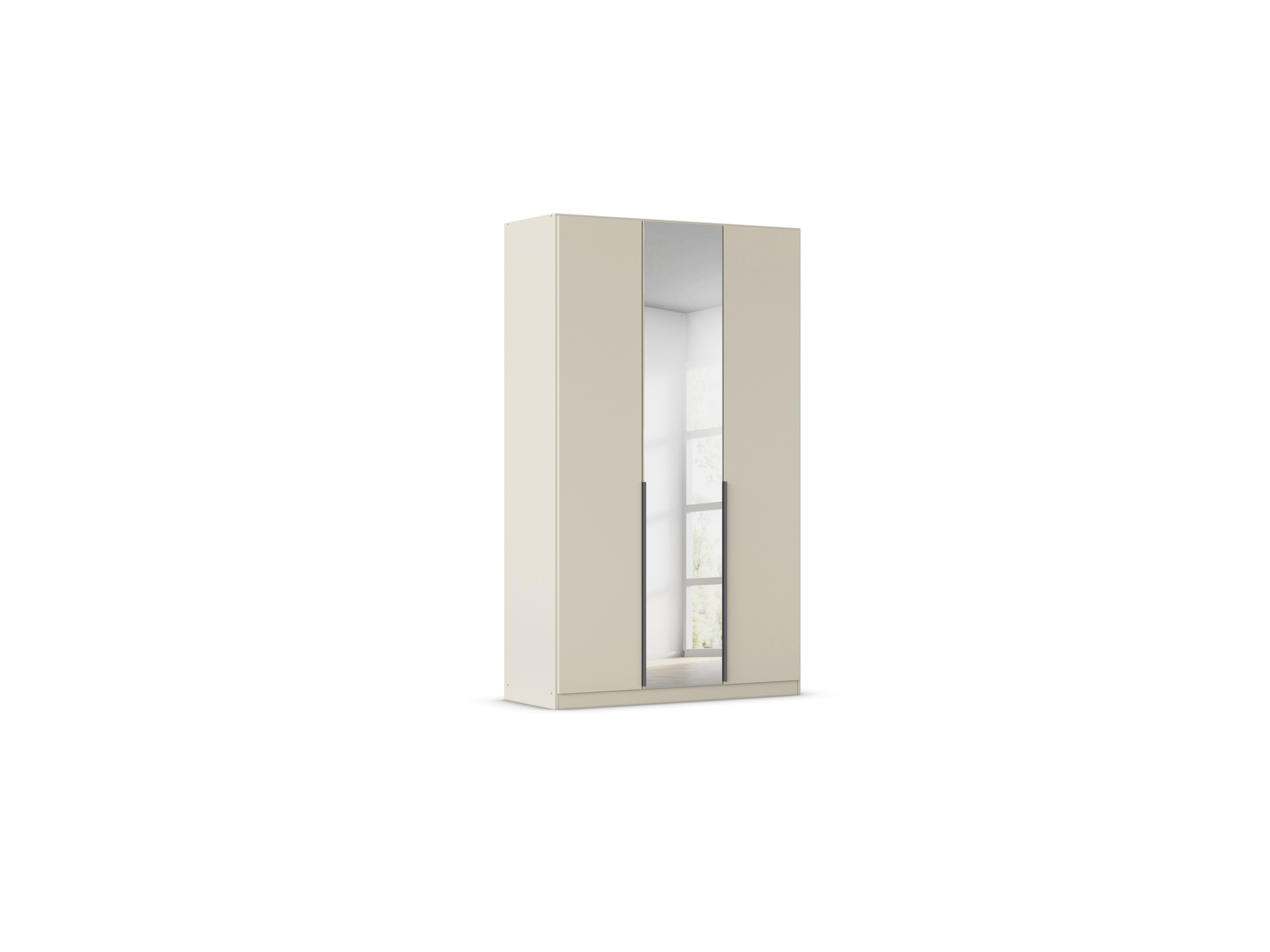 RAUCH ORANGE Drehtürenschrank Alabama mit Spiegel (Classic-Zubehör, Beige-Champagner, Griffe Grau, 136 x 229 cm)