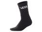 Schwarze Socke mit weißem Logo oben.