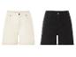 Jeans-Shorts: Creme und Schwarz.