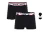 Zwei schwarze Reebok Boxershorts mit weißem und rotem Bund