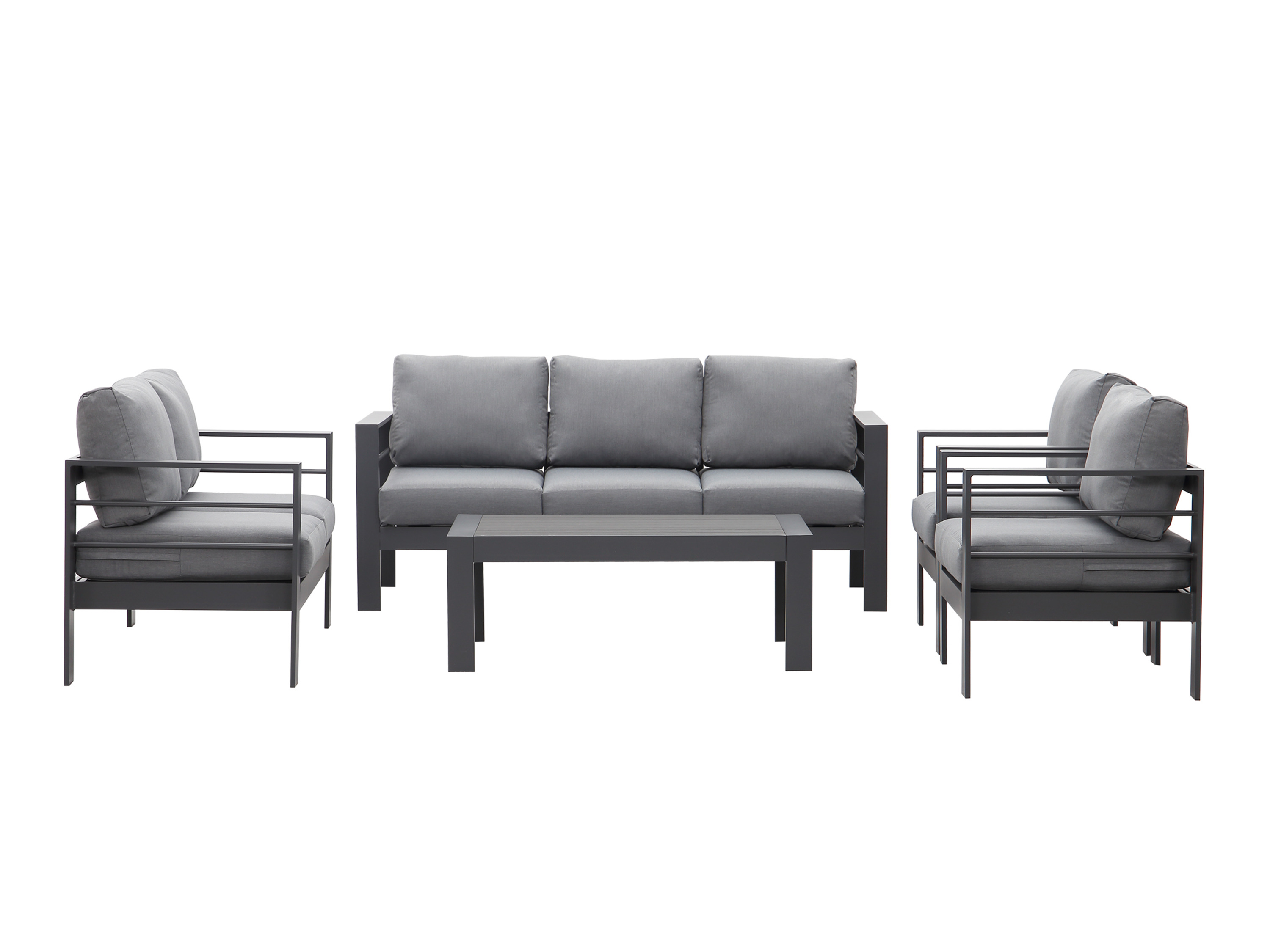 Thumbnail - MeXo Gartenmöbel Lounge-Set »Genua«, inkl. Polster (7-Sitzer, Grau / Dunkelgrau)