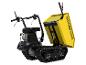 Gelber und schwarzer Raupen-Minidumper mit Kippmulde
