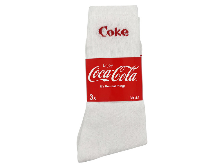 Gehe zu Vollbildansicht: Coca Cola Herren Tennis-Socken, 3 Paar, mit hohem Baumwollanteil - Bild 3