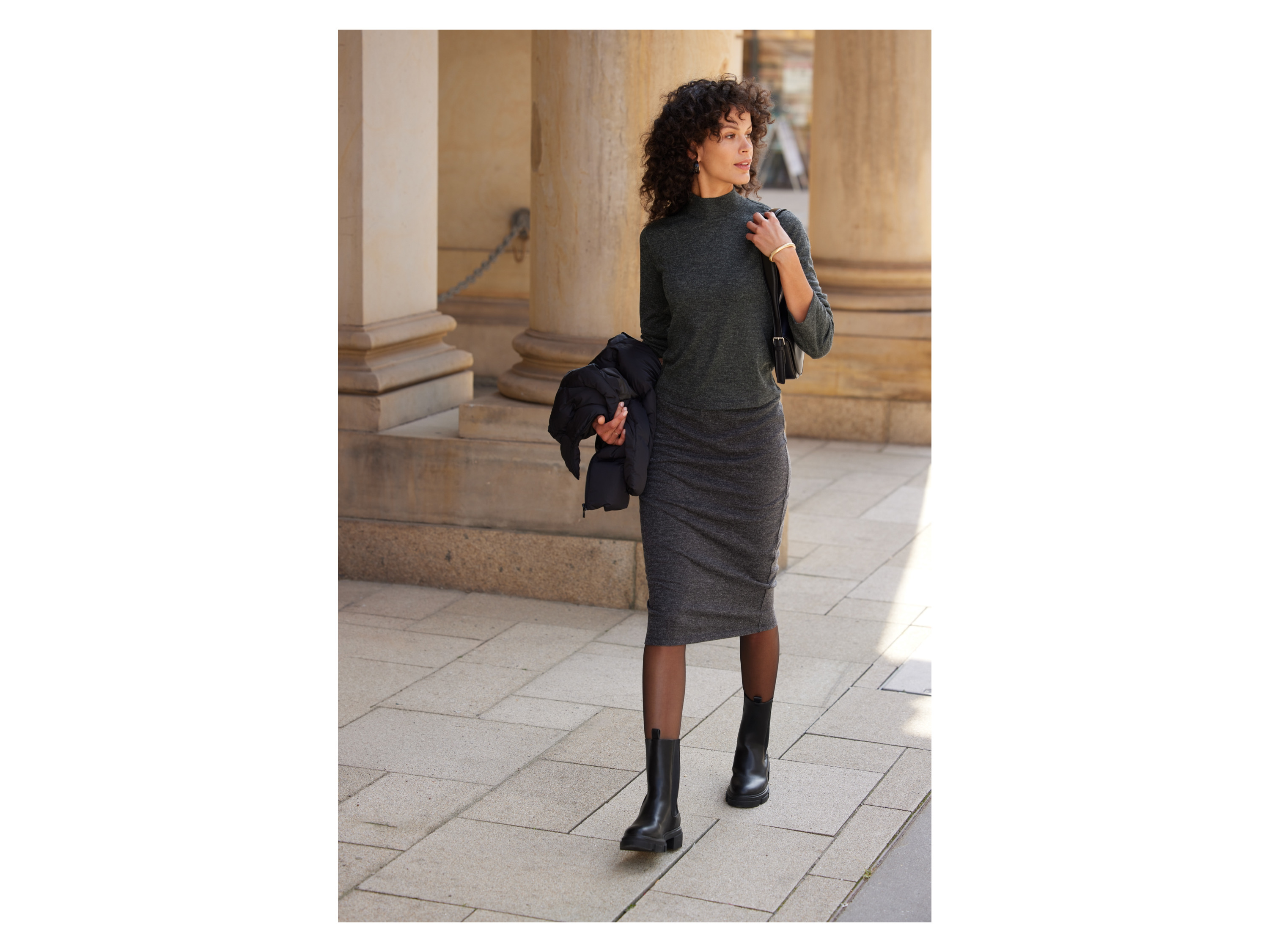 Thumbnail - esmara® Damen Rock Midi (Schwarz, S(36/38))