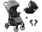 Hauck grauer Kinderwagen mit schwarzem Autositz und Adaptern