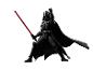 Darth Vader Figur mit rotem Lichtschwert in Kampfpose.