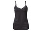 Ein schwarzes Tanktop mit einem Spitzendetail.