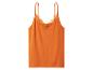 Oranges Camisole mit V-Ausschnitt und Spitze.