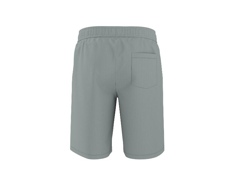 Graue Sweatshorts mit Gesäßtasche, Rückansicht.