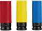 Drei farbige Schlagschrauber-Nuss-Sets: rot (CY 21), gelb (CY 19) und blau (CY 17).