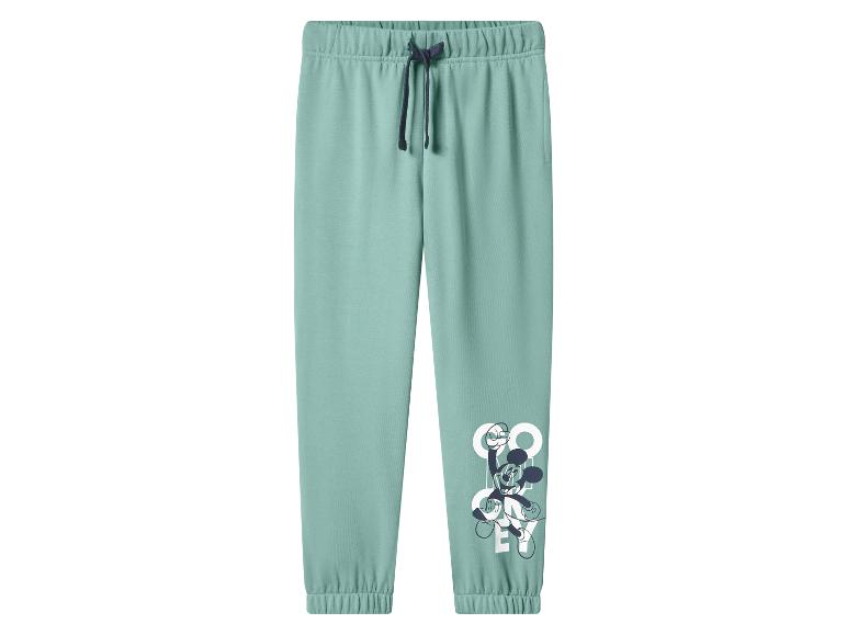 Grüne Jogginghose mit blauer Kordel und Cartoon-Charakter-Aufdruck