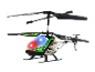 Spielzeug-Hubschrauber mit leuchtenden Lichtern auf schwarzem Hintergrund.