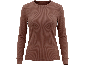 Braunes geripptes Langarmshirt für Damen mit Rundhalsausschnitt.