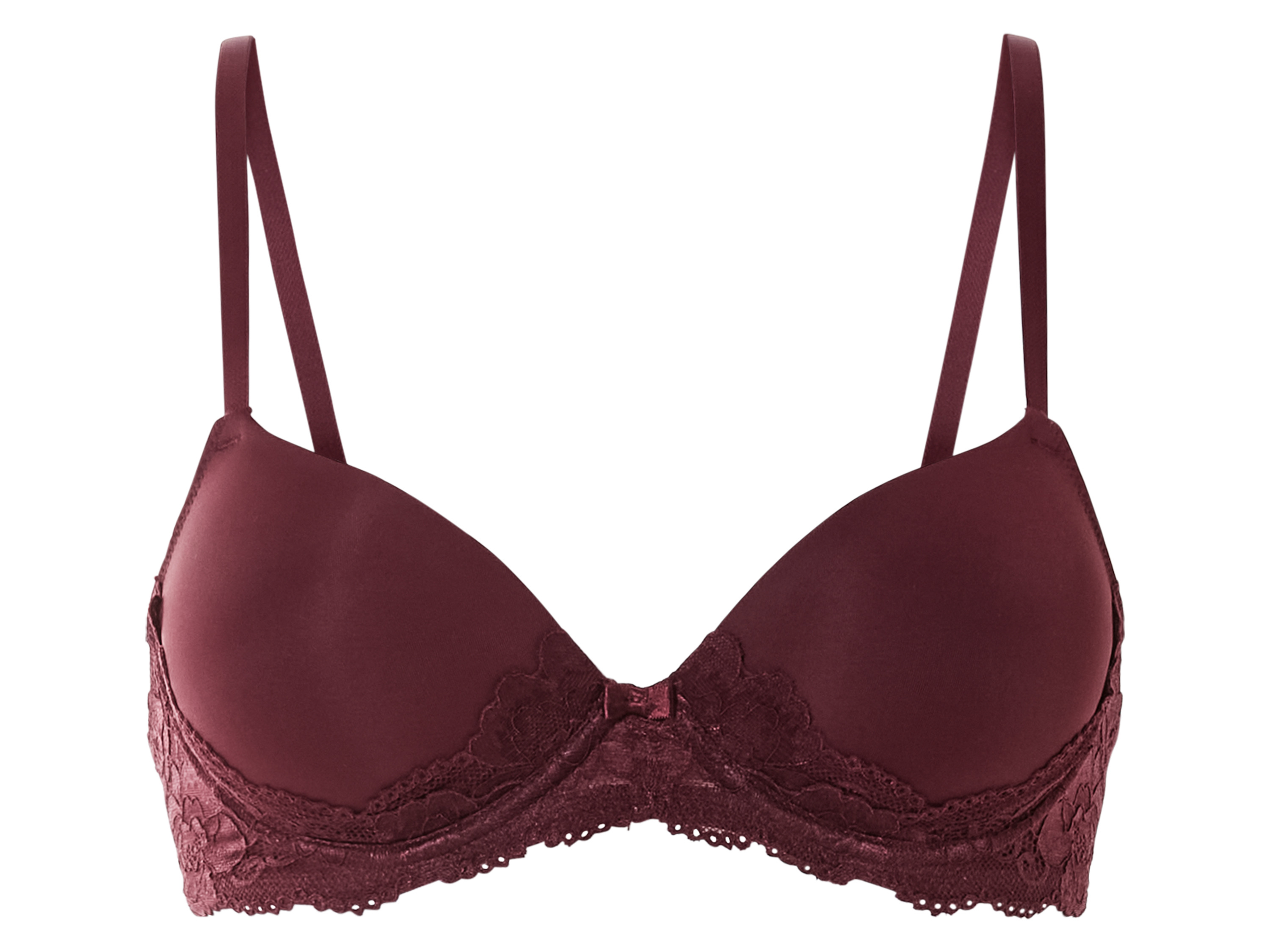 esmara® Damen Bügel BH mit Spitze gepaddet (Bordeaux, 90C) | 04052916129777
