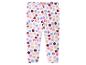 Weiße Leggings mit bunten Tupfen und Cartoon-Mäuseköpfen.