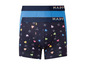 Zwei blaue Boxershorts mit Herz-Muster und den Texten 'Best Dad' und 'Hug You'.