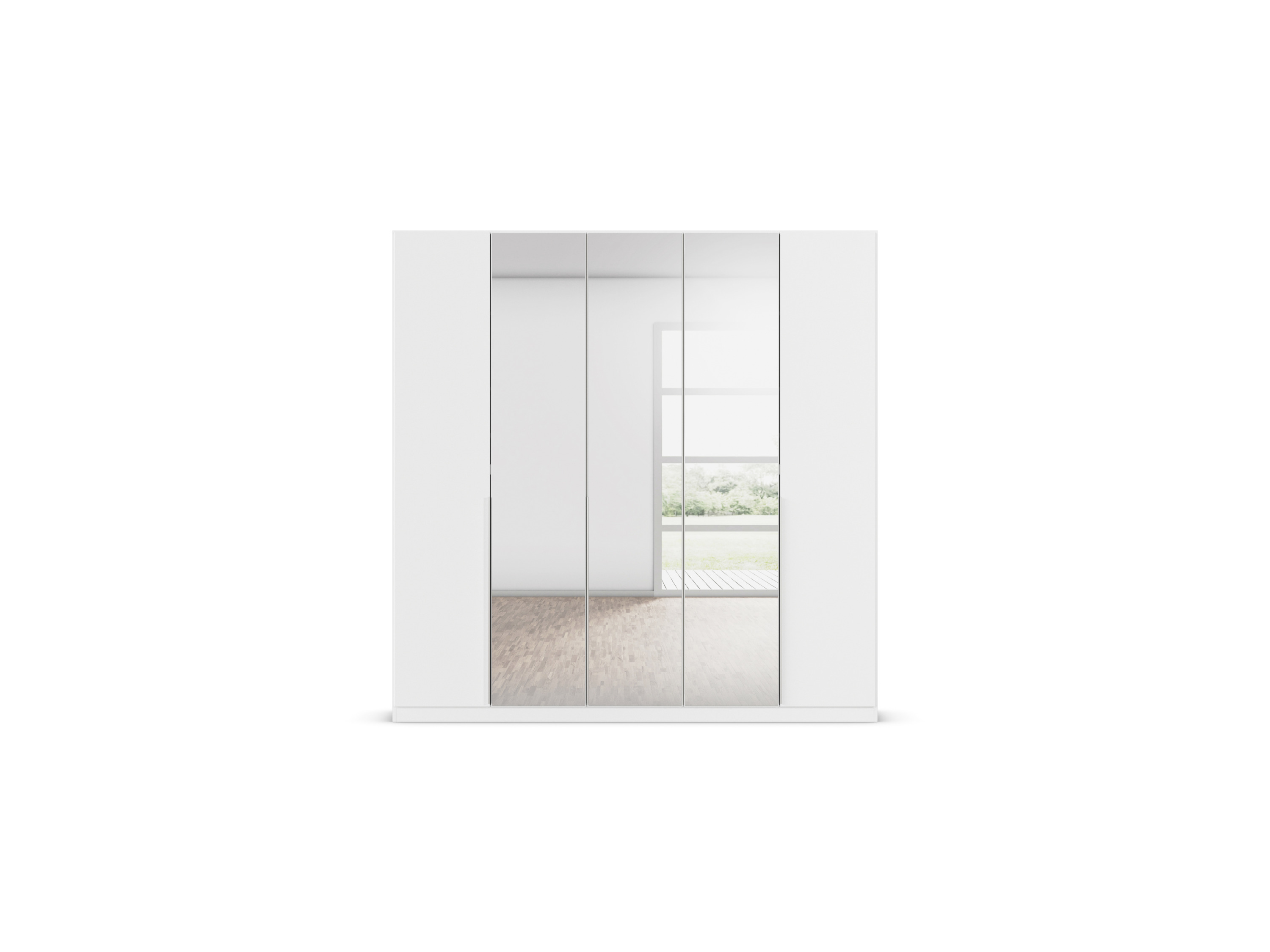 RAUCH ORANGE Drehtürenschrank Alabama mit Spiegel (Classic-Zubehör, Weiß, Griffe Alufarben, 226 x 229 cm) – Bild 3 von 4