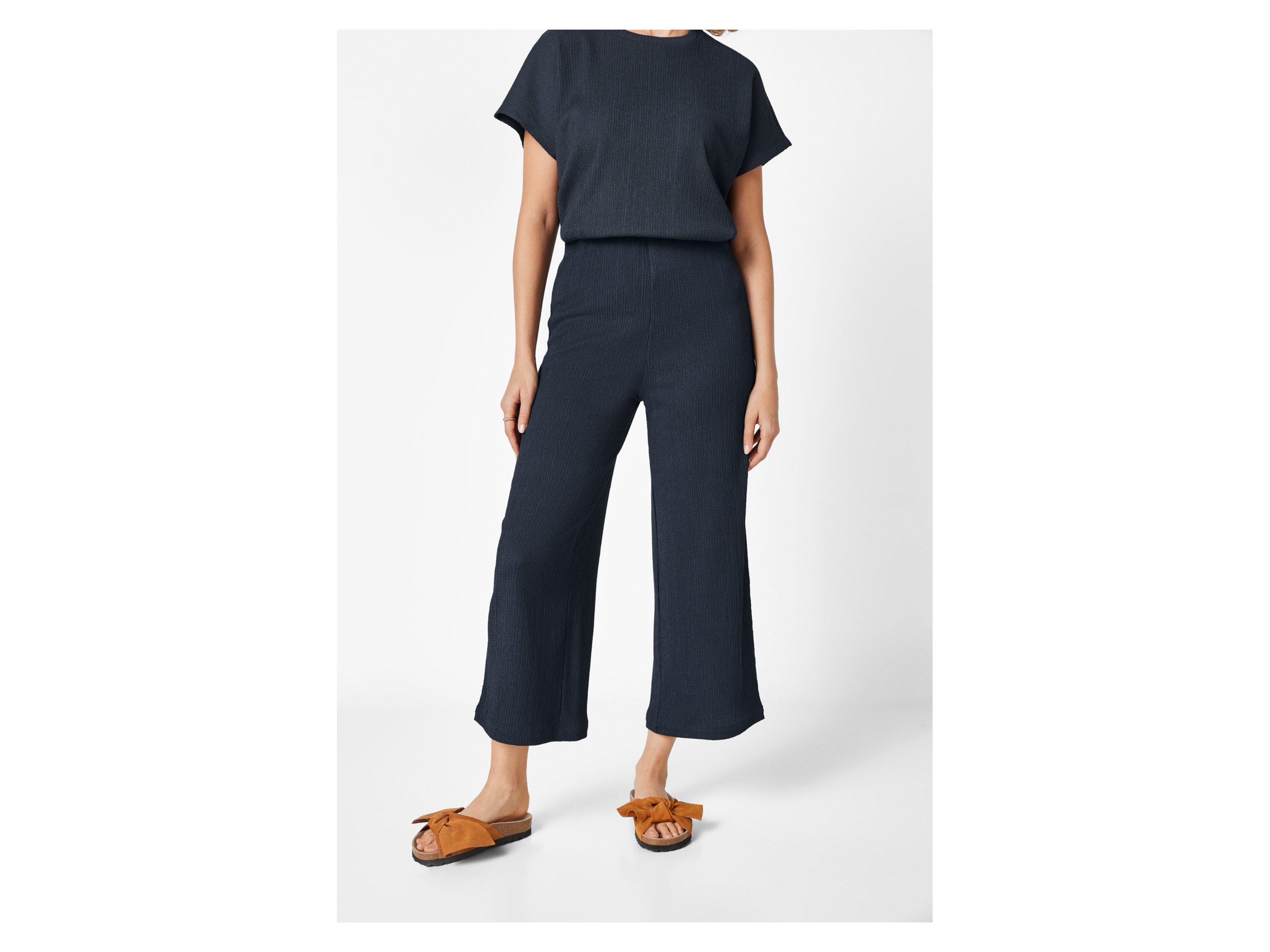 ESMARA® Damen Hose Wide Leg 7/8 (navy, S (36/38)) – Bild 2 von 4