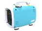 Tragbarer blau-weißer Inverter-Generator mit Bedienfeld und der Aufschrift „ISG 800-1“.
