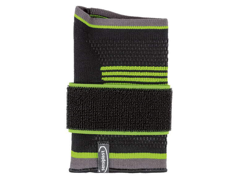 Schwarzes Handgelenkband mit grünen Akzenten von Sensilast.