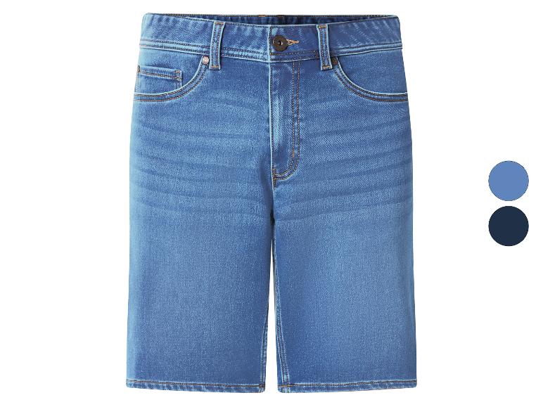 Herren-Jeansshorts in Blau, mit zwei Farboptionen.