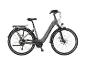 Graues Elektro-Citybike mit Gepäckträger und Schutzblechen.