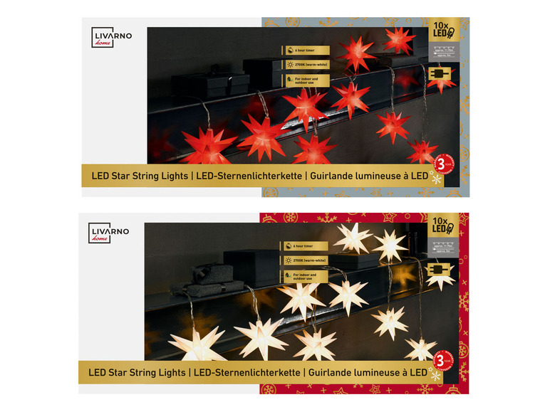 Gehe zu Vollbildansicht: LIVARNO home LED-Sternenlichterkette, 10 LEDs - Bild 1