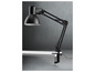 Eine schwarze Schreibtischlampe mit einer Klemme