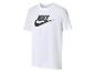 Weißes Kurzarm-T-Shirt mit schwarzem Nike-Logo auf der Brust.
