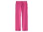 Eine pinkfarbene, weite Hose mit elastischem Bund.