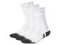 Drei Paar weiße Sportsocken mit schwarzen Details.
