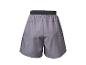 Graue Sportshorts mit schwarzem Gummibund, Rückansicht.