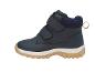 Marineblauer Kinder-Winterstiefel mit Klettverschlüssen und beiger Sohle.
