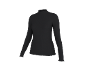 Schwarzes geripptes Langarmshirt mit Stehkragen und Wellenkante.