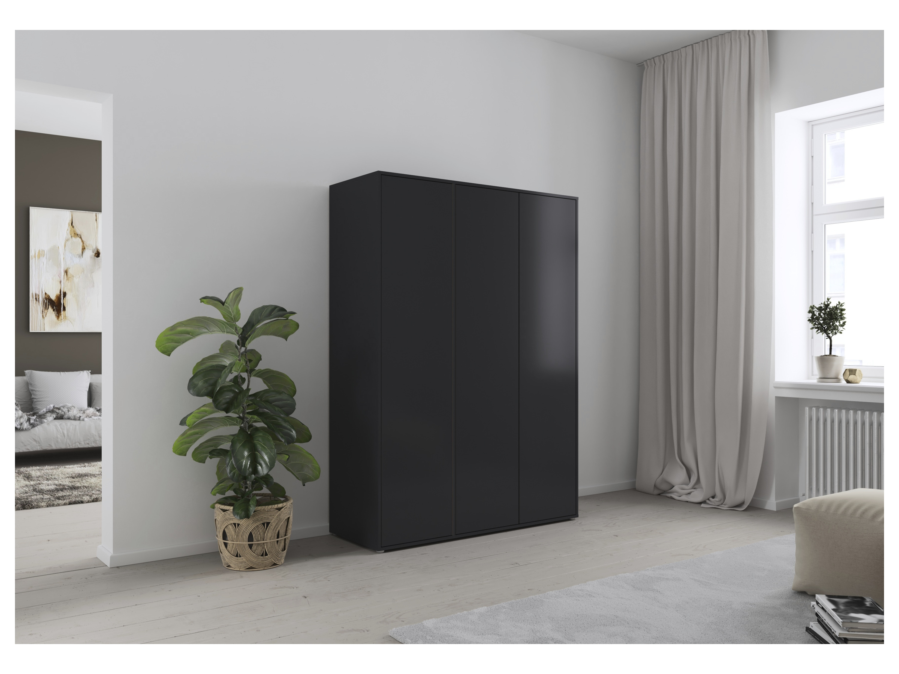 RAUCH BLUE Nabila Drehtürenschrank (Basic-Zubehör, graumetallic, Breite 140 cm / Höhe 194 cm) – Bild 2 von 4